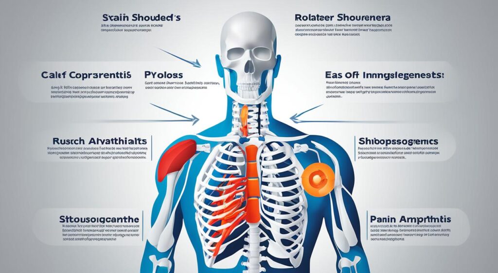 Diagrama mostrando causas comuns de dor no ombro